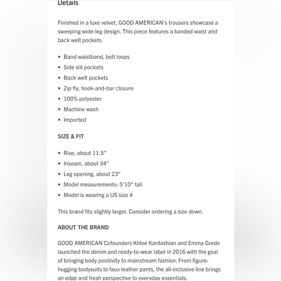 GOOD AMERICAN VELVET WIDE-LEG PANTS - Picture 6 of 11